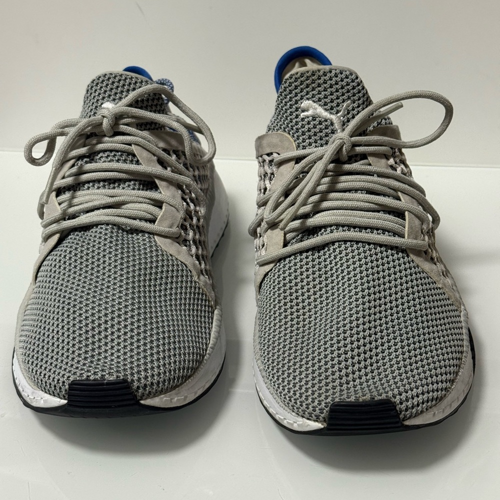 Puma Gray Knit Lace-Up Sneakers